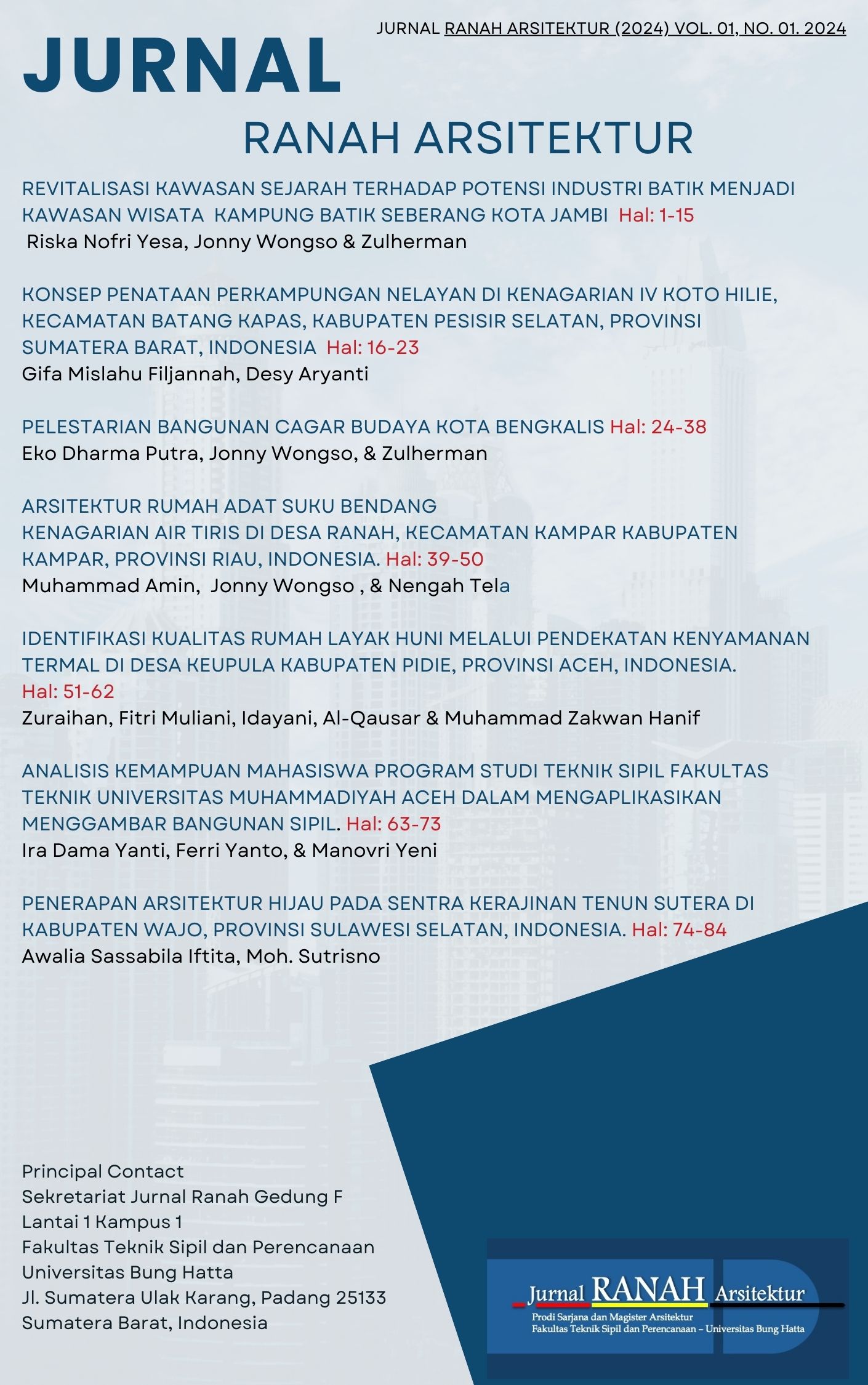 View Vol. 1 No. 1 (2024): Kumpulan Jurnal Ranah Arsitektur - Desember 2024